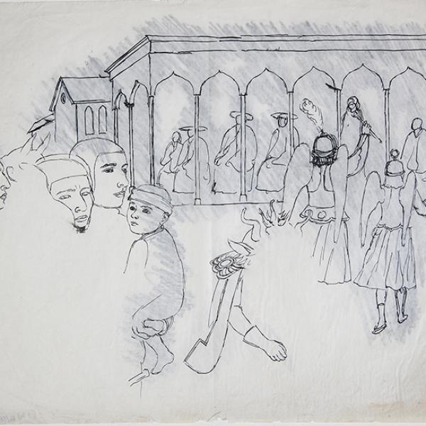 Escena con ángeles arcabuceros